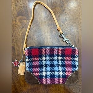 Coach Vintage Plaid Wool Blend & Suede Wristlet